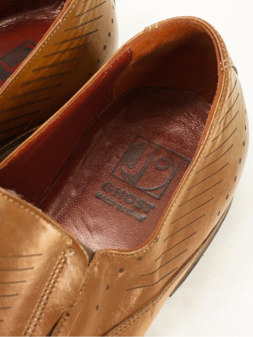Jo Ghost Leather Pointy Toe Dress Shoes Cognac Brown Unique Ombre Design - Picture 5 of 7